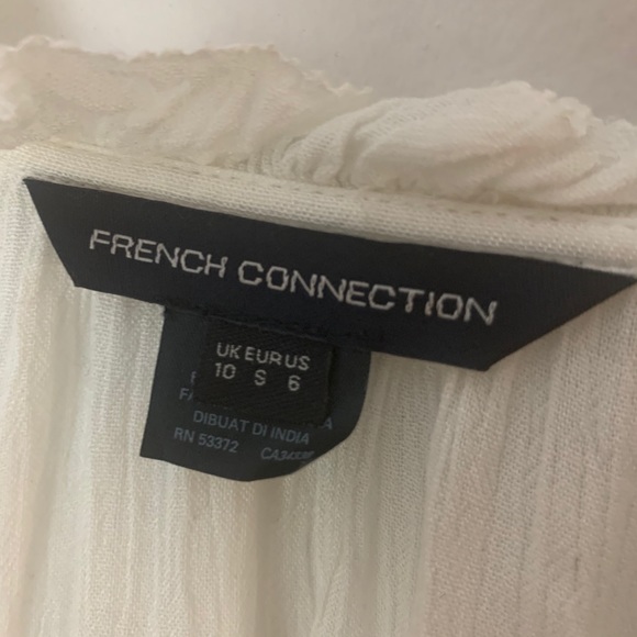 French Connection White Flowy Smocked Avea Shirt - Picture 4 of 11